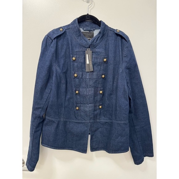 Banana Republic $168 Military NWT Dark Blue Denim Structured Jacket Large - Picture 3 of 9